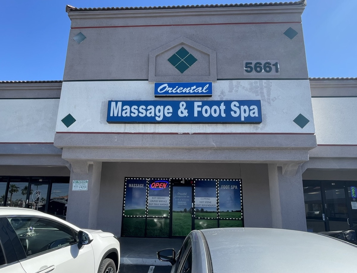 Oriental Massage & Foot Spa storefront at 5661 West Sahara Avenue in Las Vegas